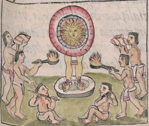 Florentino II 135r, Tonatiuh, tlapitzaliztli, tlenamacaliztli