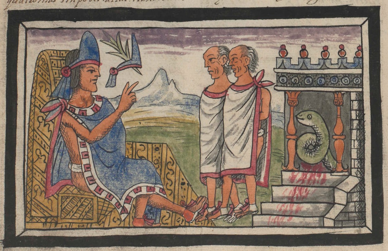 Durán I 170v, Moteuczoma, Ilhuicamina, Cohuatlan