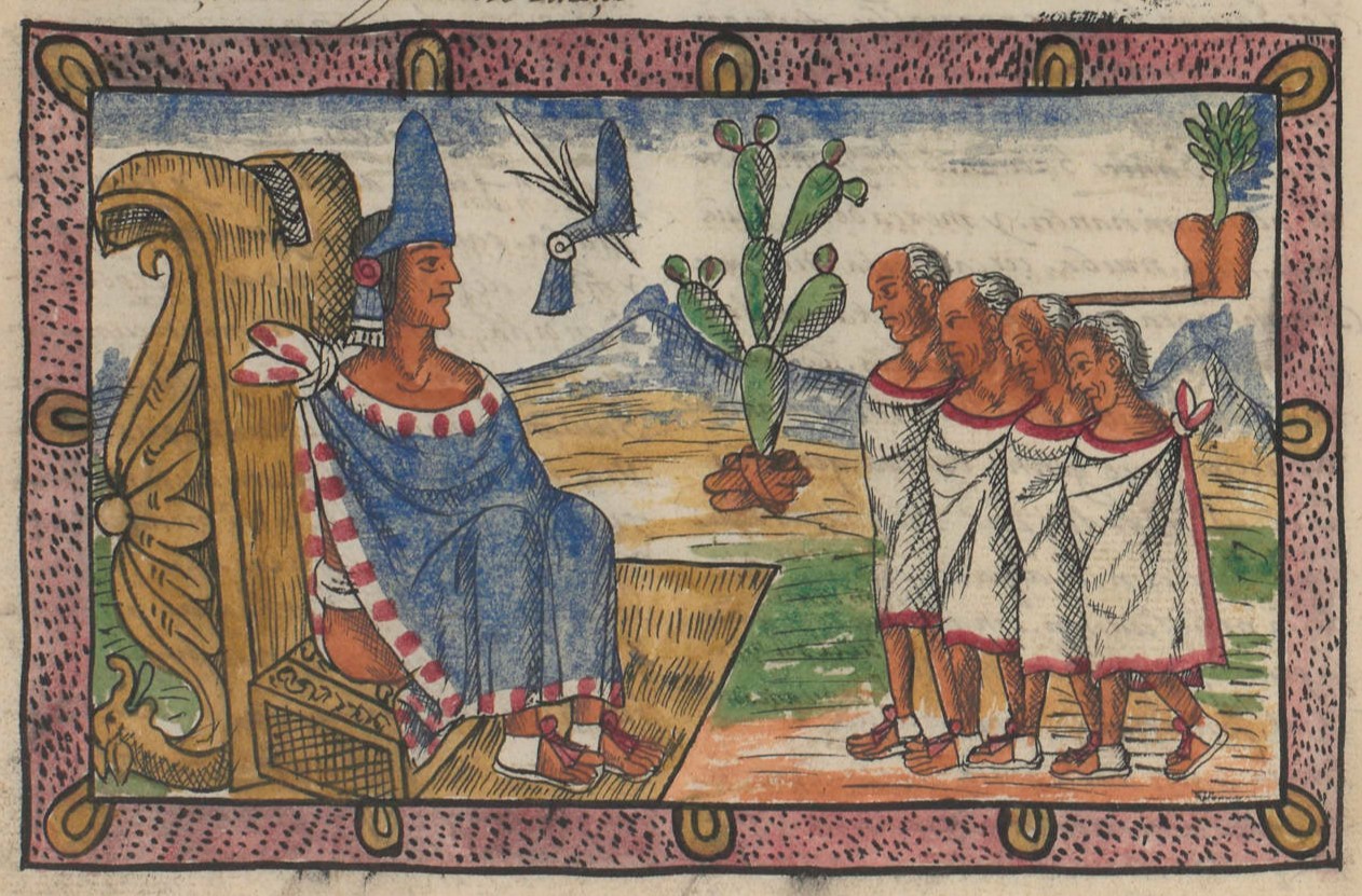 Durán I 176v, Huexotzinco, Tenochtitlan, Moteuczoma, Ilhuicamina