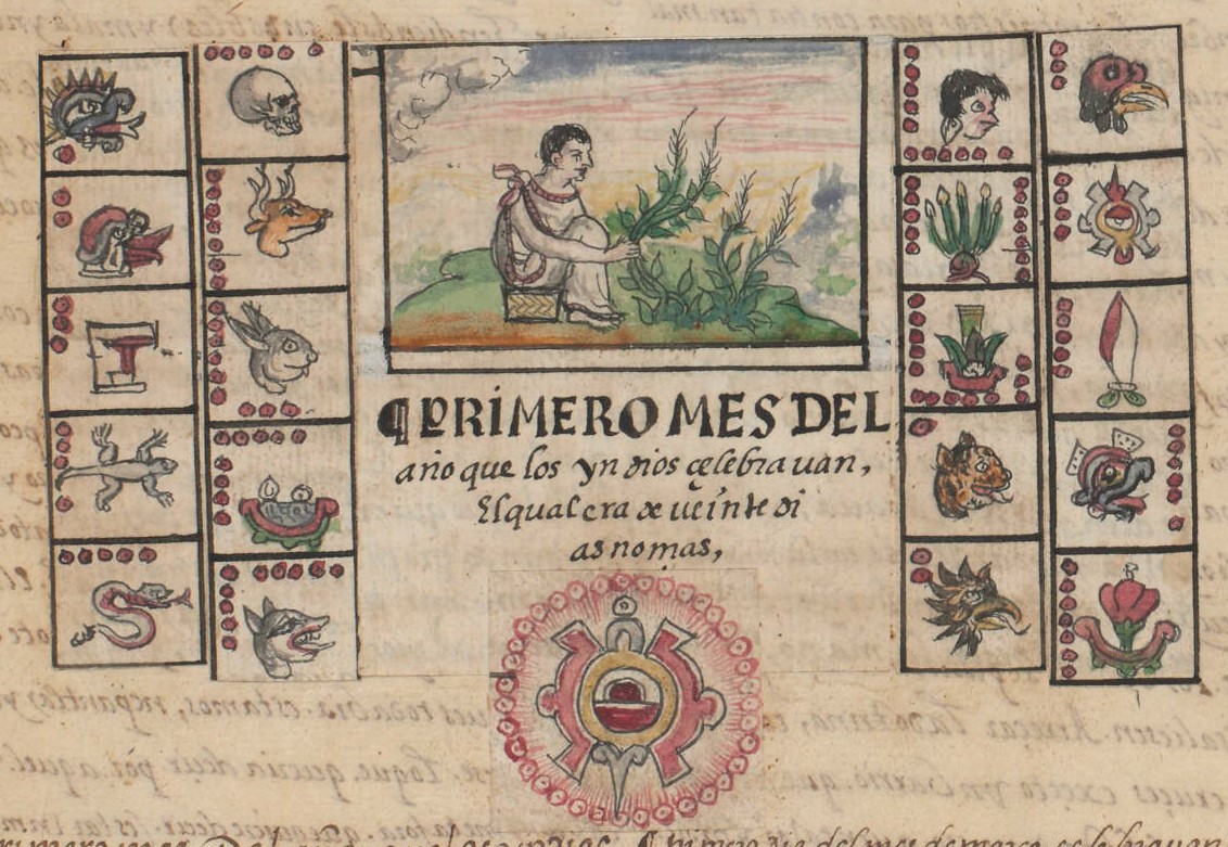 Durán III 325v, Xochtzitzquilo, Cuahuitl ehua, Atl motzacuaya, Xilomaniztli