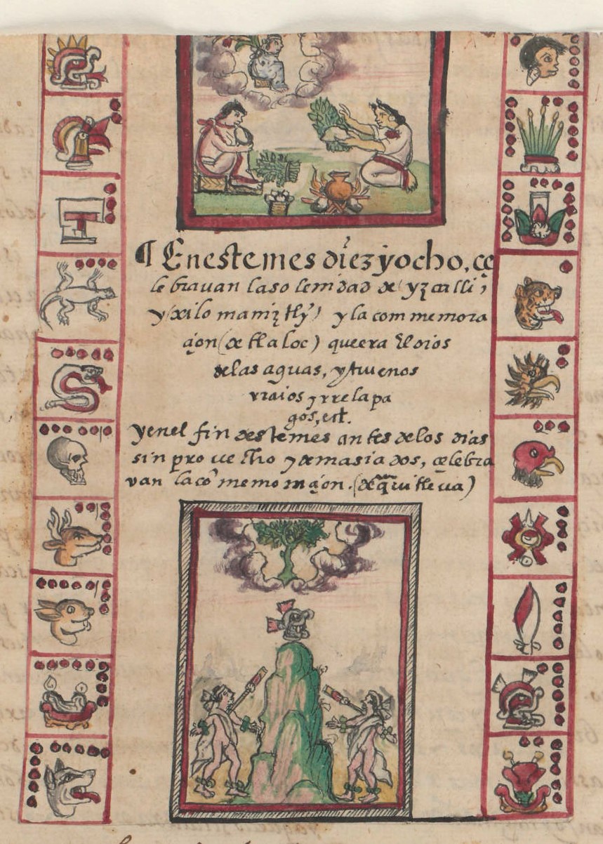 Durán III 343v, Cuahuitl ehua, Izcalli, Tlaloc