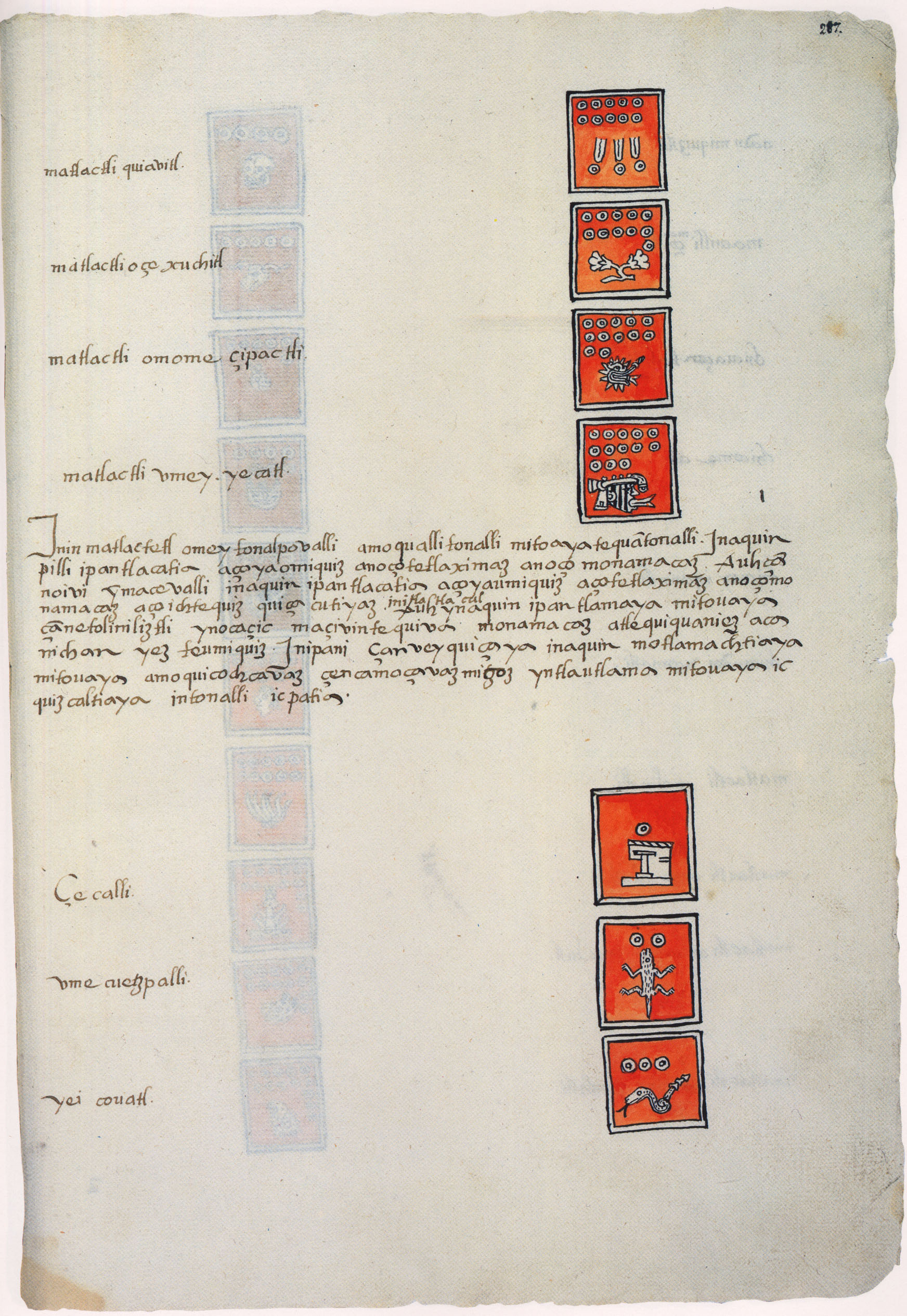 Matritense P I 287r, tonalpohualli