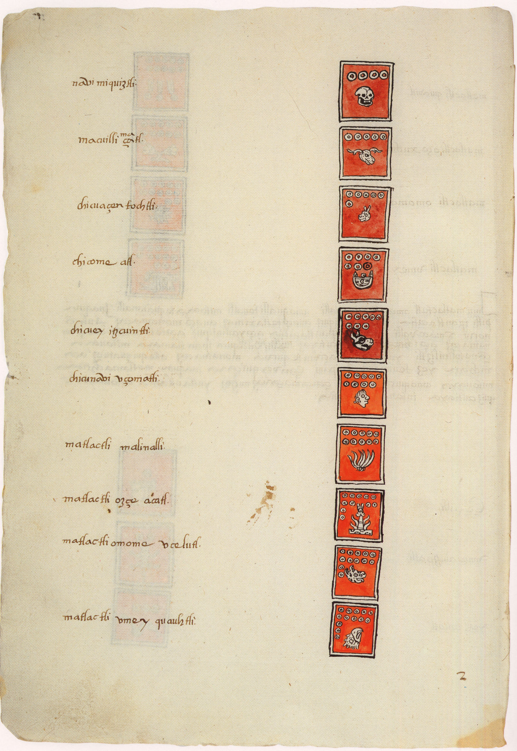 Matritense P I 287v, tonalpohualli