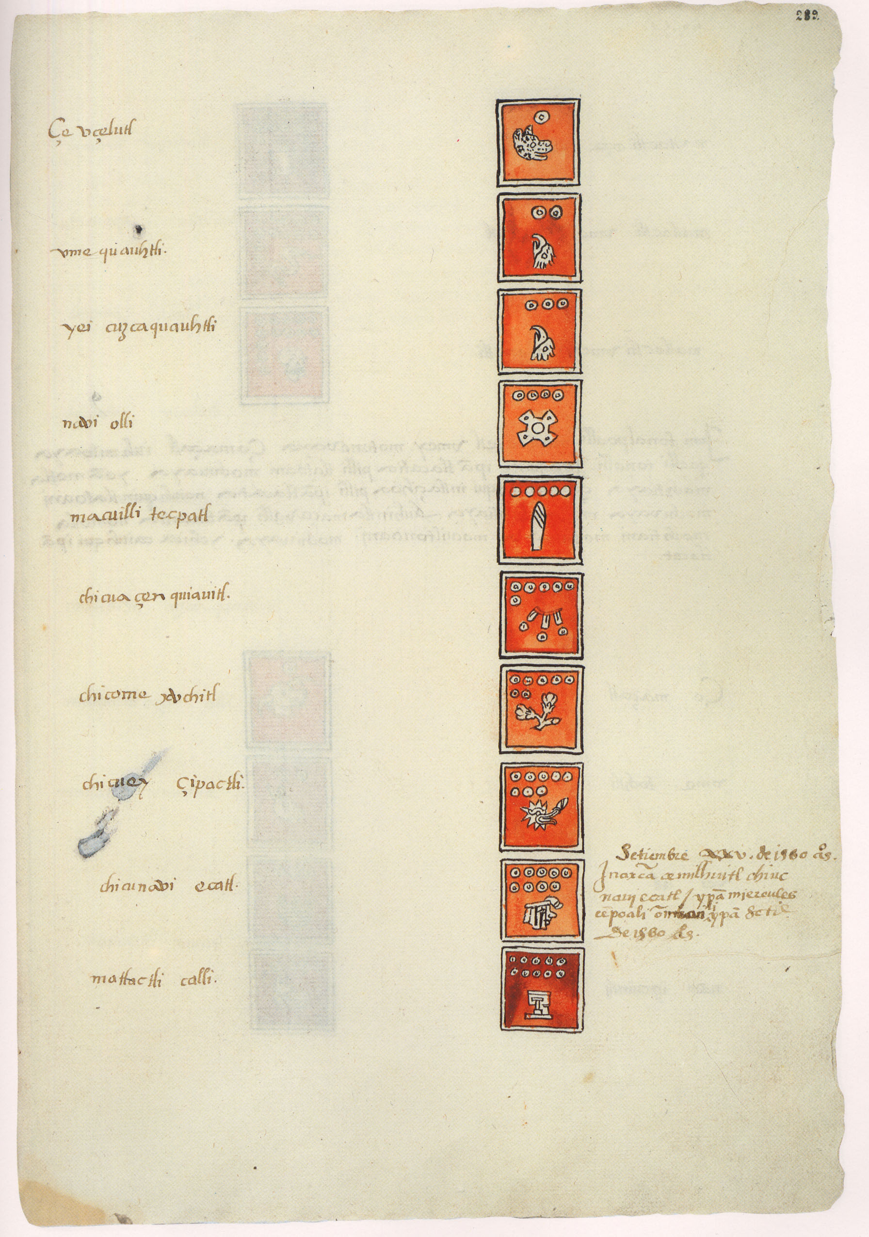 Matritense P I 289r, tonalpohualli