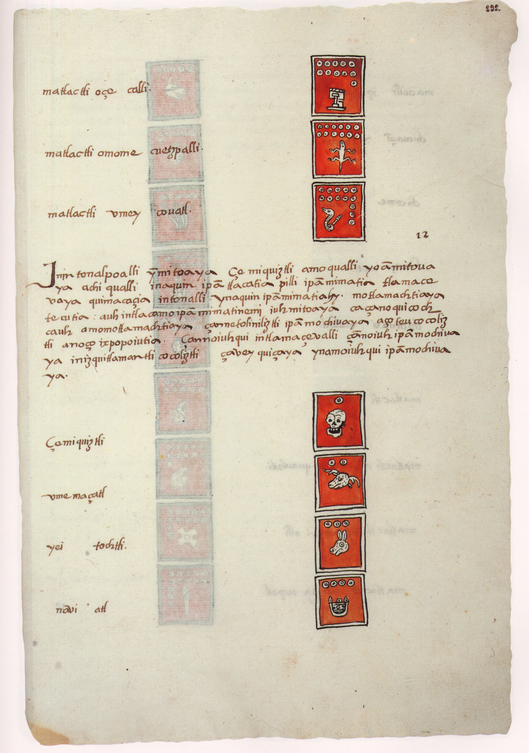 Matritense P I 292r, tonalpohualli