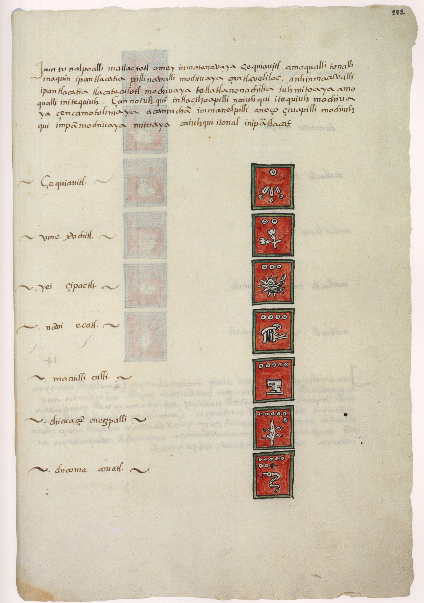 Matritense P I 293r, tonalpohualli