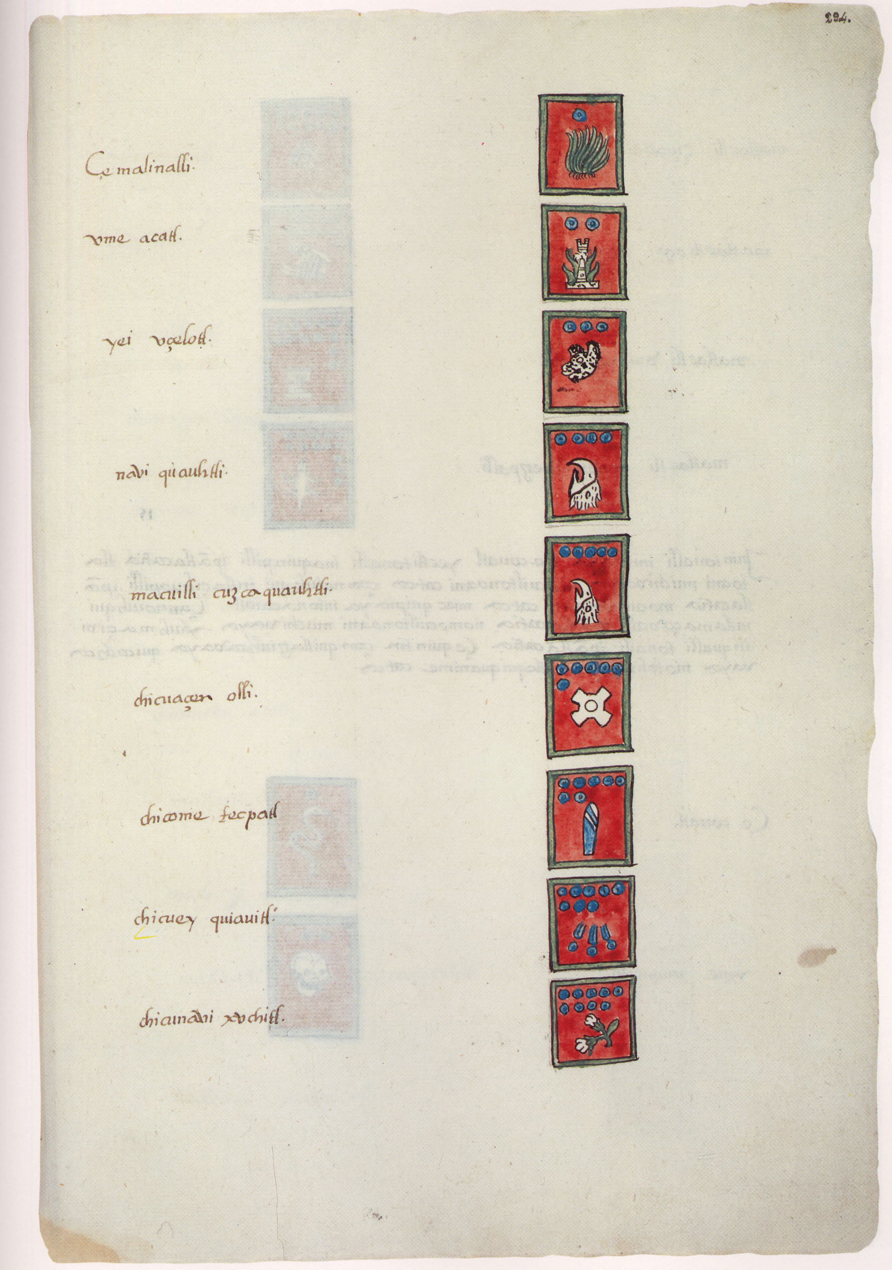 Matritense P I 294r, tonalpohualli