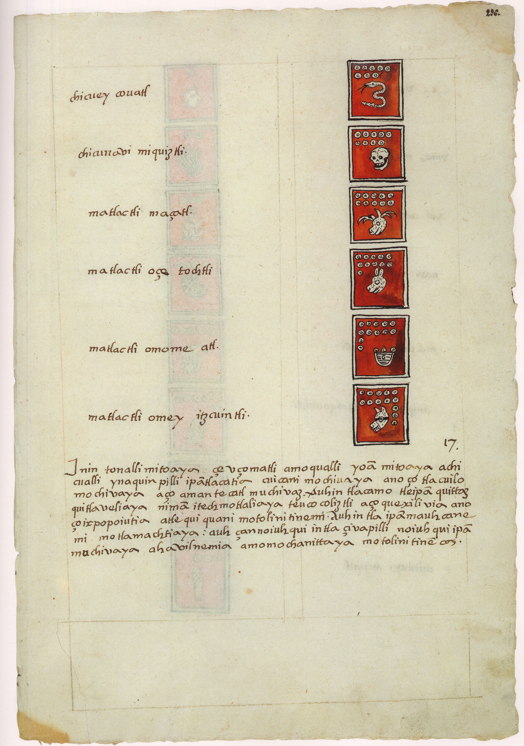 Matritense P I 296r, tonalpohualli