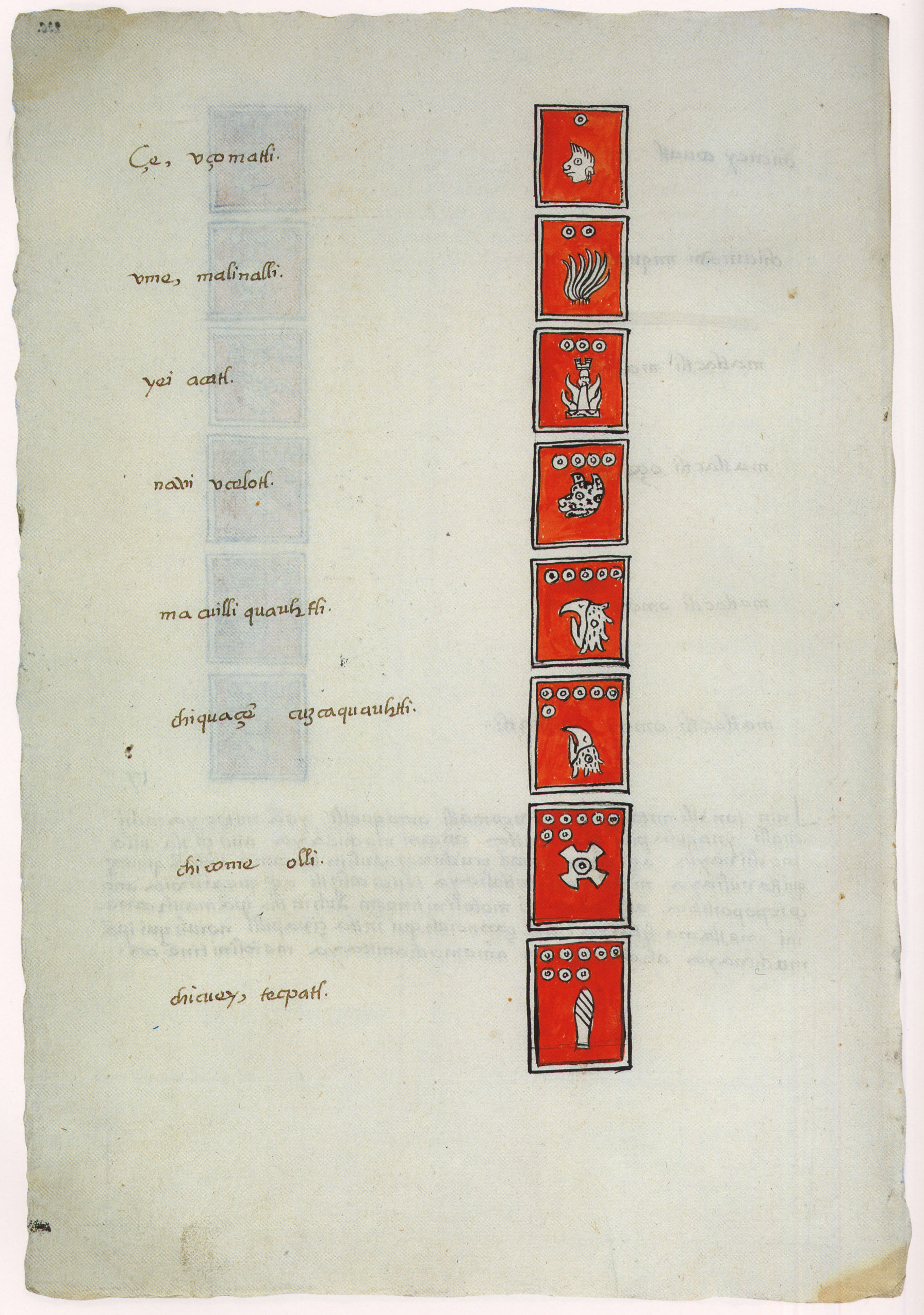 Matritense P I 296v, tonalpohualli