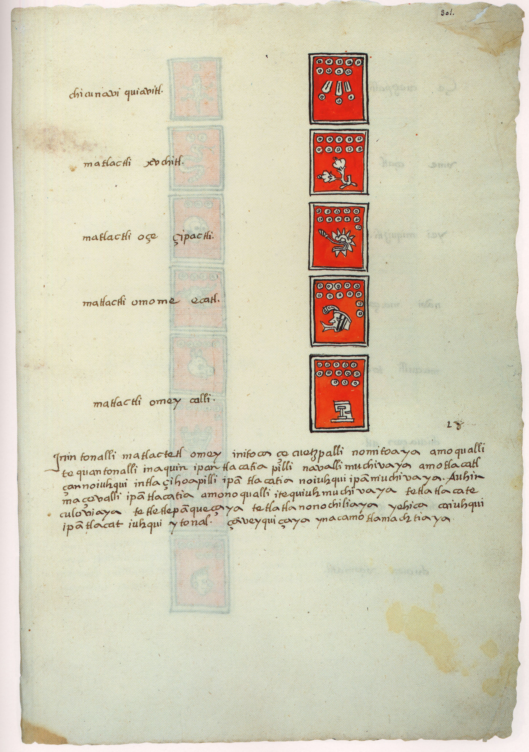 Matritense P I 301r, tonalpohualli