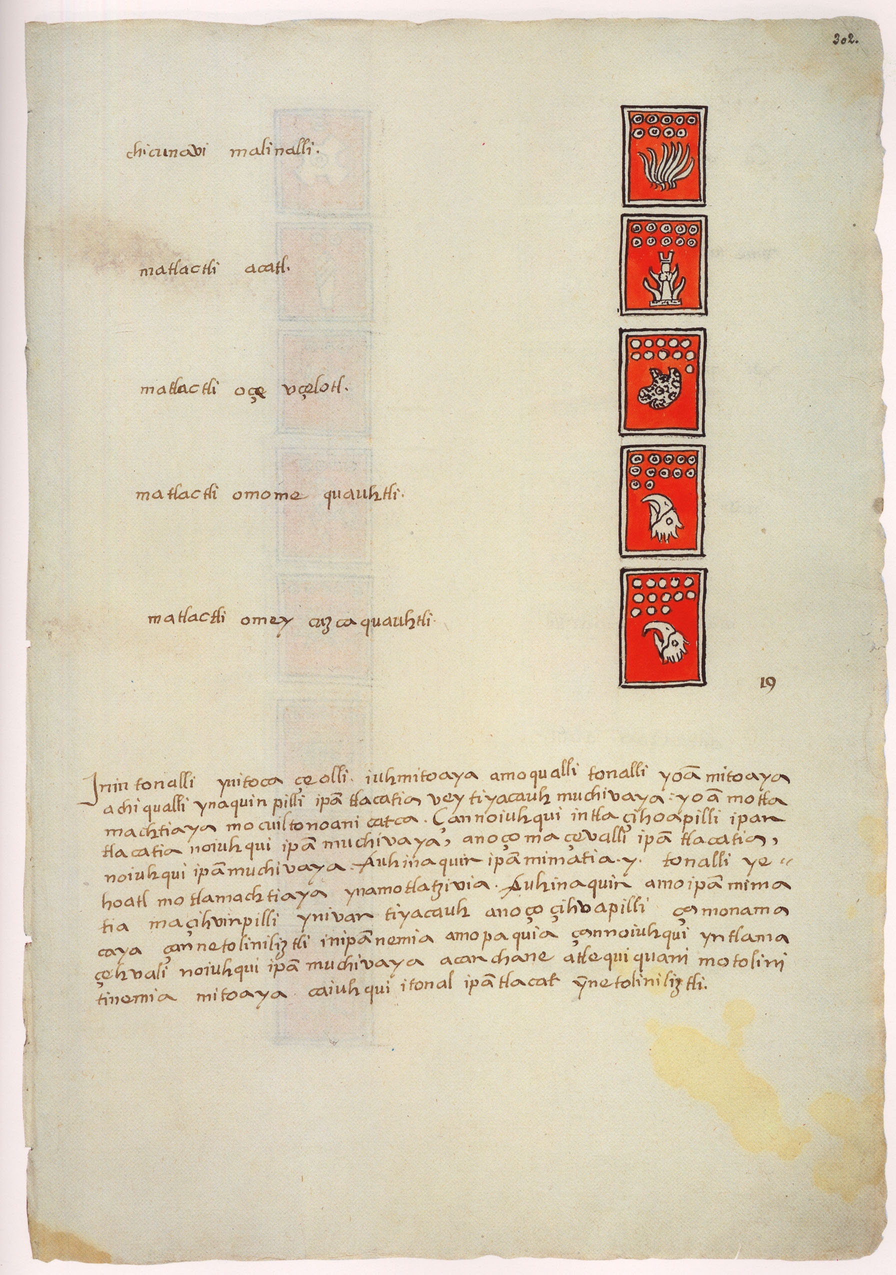 Matritense P I 302r, tonalpohualli