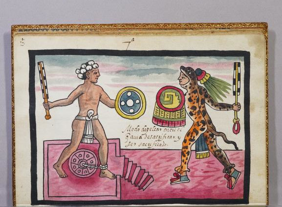 Tovar I 267r, Tlacaxipehualiztli, Temalacatl